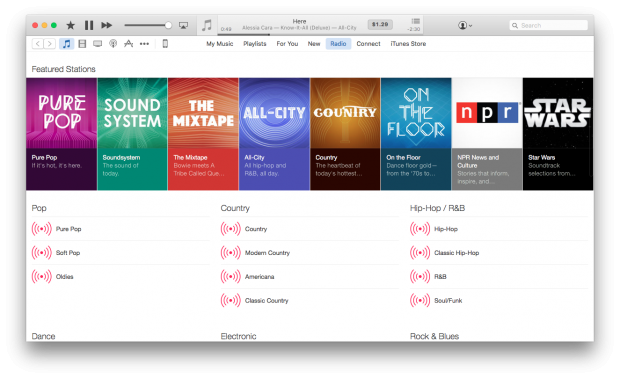 Apples Itunes Radio mit einem US-Itunes-Account. (Screenshot Golem.de)